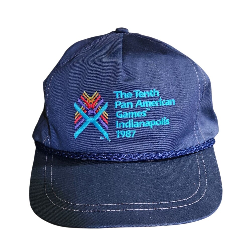 Vintage Hat Cap The Tenth Pan American Games Indianapolis 1987 Blue Strap Back